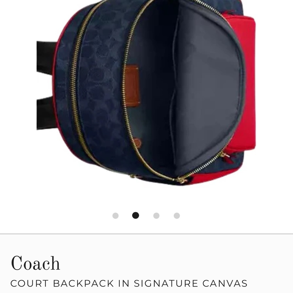 Coach Navy and Red Signature Court Leather Backpack. MSRP $450 NWT FLASH SALE! - Picture 2 of 8